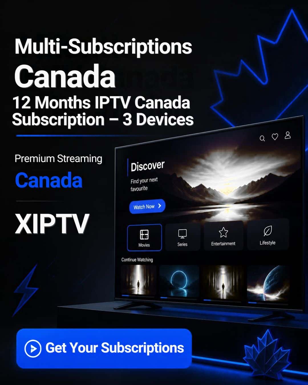 12-Month IPTV Canada Subscription – 3 Devices